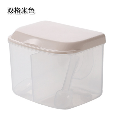 防潮多格组合装调味罐 厨房家用盐味精带勺子防尘可拆洗调料盒 敬平 双格米色