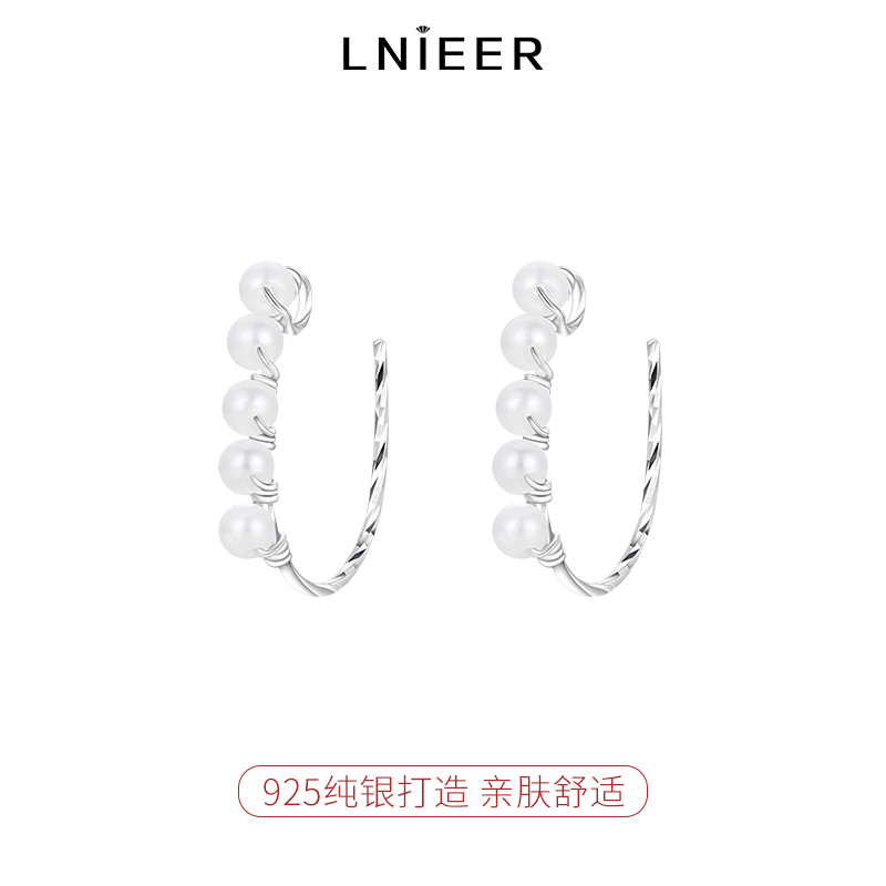 S925银挂钩珍珠耳环气质纯银耳钩款防致敏简约银耳饰女小众设计