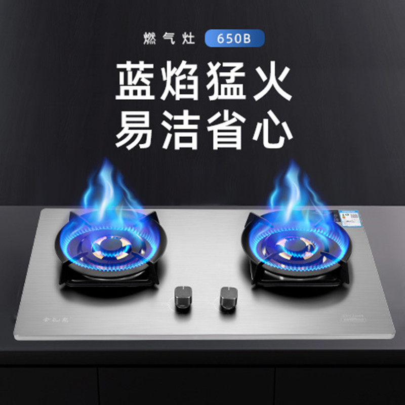 金龙燃气灶JZT-JL-650B不锈钢面板全铜火盖经久耐用聚能炉架