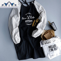 长袖围裙家用厨房棉北欧简约工作服罩衫时尚男女棉麻透气罩衣 三维工匠