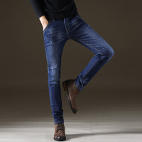 牛仔裤广州新塘直筒修身长裤弹力简单时尚韩版中腰青年男装