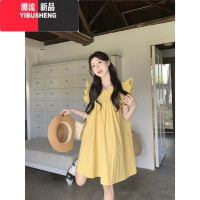 YIBUSHENG甜美减龄飞飞袖连衣裙女季2024新款小众设计感宽松显瘦A字短裙