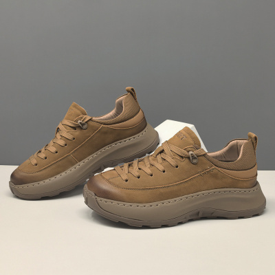 男士头层牛皮厚底鞋真皮大头休闲鞋百搭潮流欧洲站歪头萌丑芒果鞋