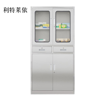 利特莱依室文件柜不锈钢柜子储物柜资料柜档案柜带锁文件柜304二斗文件柜