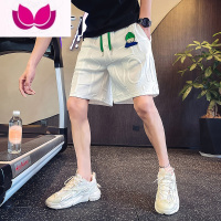 七斓夏季高级感华夫格短裤男潮牌痞帅休闲裤潮流运动五分裤直筒中裤子