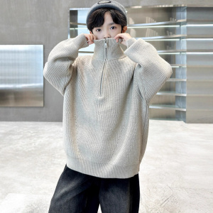 男童半高领毛衣秋冬款新款冬季大男孩冬装儿童装加厚针织线衣