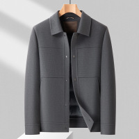 中老年加厚双面呢羊毛夹克男士秋冬羽绒脱卸内胆爸爸装保暖夹克衫