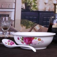 家用9英寸汤古酸菜鱼盆陶瓷大汤碗酒店饭店餐具汤碗陶瓷套装-粉黛9英寸汤古送大勺送洗碗布