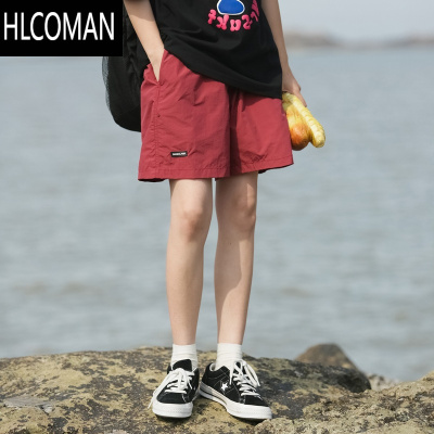 HLCOMANcityboy日系简约纯色工装短裤男休闲宽松机能速干运动五分沙滩裤