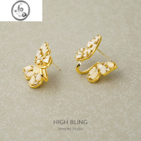 JiMi绝美仙气锆石错落蝴蝶复古轻奢耳饰无耳洞女蚊香盘耳夹高级百搭