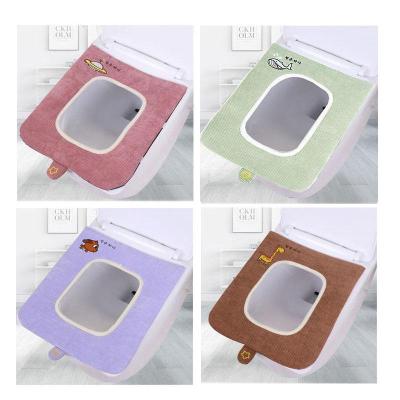 方形马桶垫长方形坐垫的坐便套家用粘贴式加厚通用大号防水马桶圈豪华4条混色