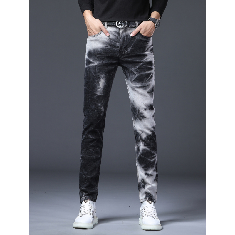 秋冬新款潮流扎染泼墨男款休闲时尚潮牌高街牛仔裤