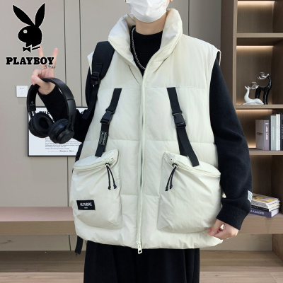 花花公子新款高品质M-328工装马甲男立领大口袋潮流青少年加厚保暖单穿冬季坎肩单穿