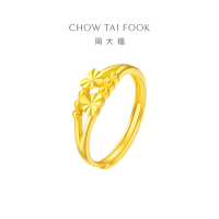 周大福心心相依足金黄金饰品戒指计价(工费:160元)EOF46七夕礼物