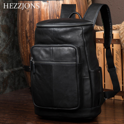 赫泽琼斯HEZZJONS男士奢侈品旅行包进口意大利牛皮双肩包青年时尚大容量背包男神出差行李包黑色