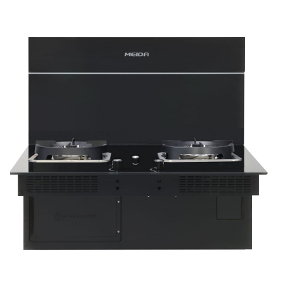 美大嵌入式集成灶分体式智尊F1抽油烟机灶具分体式燃气灶烟灶联动 液化气款(黑色)