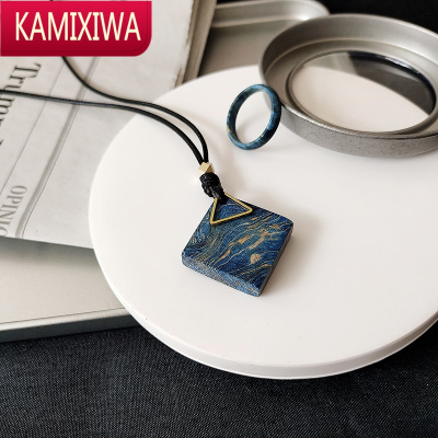 t-sail[擦黑儿]美式复古长项链 阿美咔叽风靛蓝 男款吊坠毛衣链 kami