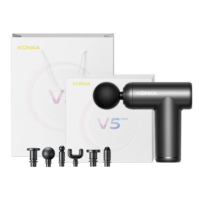 康佳迷你筋膜枪家用瑜伽健身肌肉放松按摩器99档充电款按摩枪礼品[礼盒装]V5-6档6按摩头-灰色