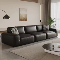 大象耳朵云朵沙发意式摩卡色真皮沙发客厅高端直排头层牛皮沙发