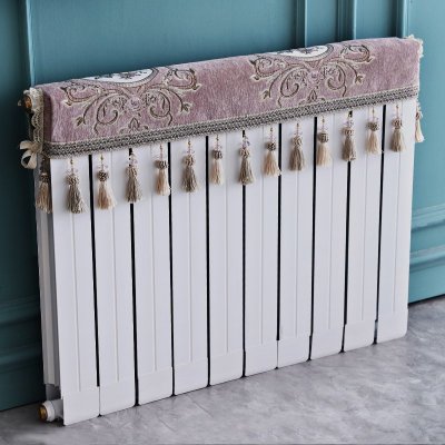 欧式暖气片罩装饰罩子布艺防尘套老式遮挡盖布遮挡帘保护套卫生间 清歌紫色 长度60cm*厚度10cm*高度(含穗)20cm