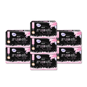 洁婷夜用卫生巾420樱花亲薄透气甜睡套装护围薄款姨妈巾28片