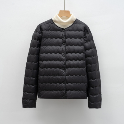 新羽绒内胆新国标90绒百搭圆领简约波浪纹秋冬外套羽绒服女