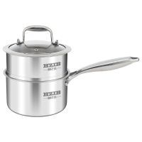 赫巴兹304不锈钢无涂层奶锅宝宝婴儿辅食锅煎煮一体泡面锅1310D