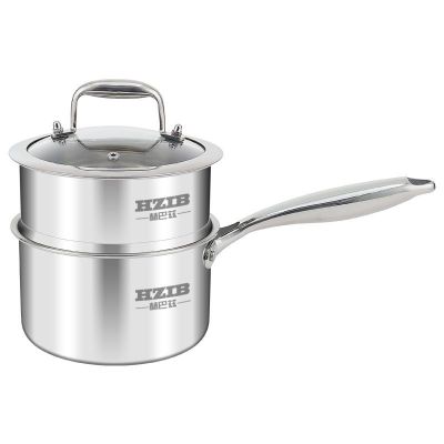 赫巴兹304不锈钢无涂层奶锅宝宝婴儿辅食锅煎煮一体泡面锅1310D
