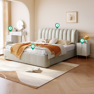 n 风卧室皮艺床双人皮床梳妆台凳组合套装家具