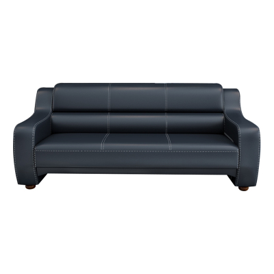 富和美皮艺沙发办公沙发接待会客办公室家具办公沙发60三人位沙发 黑色