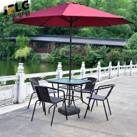 金菲罗格户外桌椅庭院带伞露天阳台室外休闲椅子 波尔多4椅方桌伞