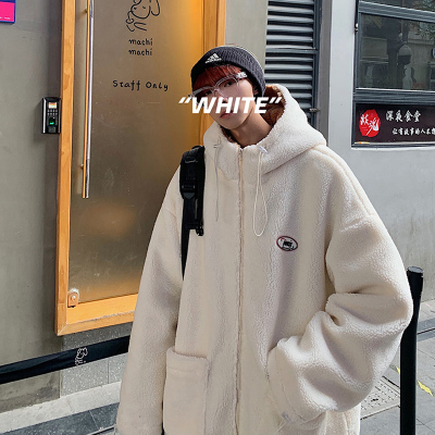 NEWLAKE棉衣男冬季新款宽松休闲连帽羔绒棉袄情侣韩版潮流加厚保暖外套棉衣