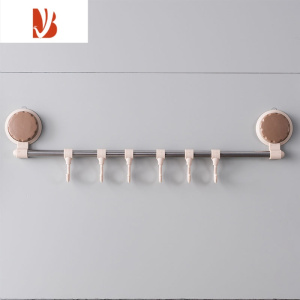 三维工匠免打孔排钩卫生间浴室吸盘毛巾挂架门后承重挂衣钩厨房壁挂钩粘钩 卡其色