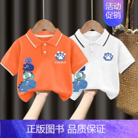 翻领T恤#橘色+白色Z102 100CM [正版]男童polo衫短袖t恤纯棉夏季2024新款中小童翻领上衣卡通儿童夏装t