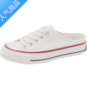 SUNTEK白色帆布鞋女2023新款夏天搭配裙子的鞋子女ins潮百搭小众小白鞋