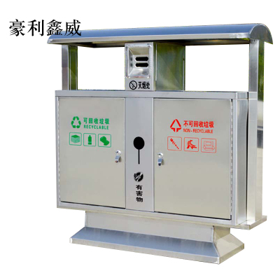 豪利鑫威户外垃圾桶大号环卫不锈钢木分类双果皮箱室外垃圾箱不锈钢桶[304+渡锌板内胆]