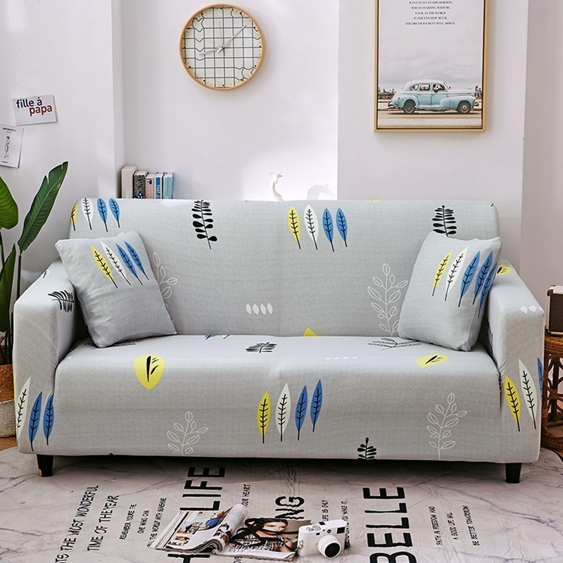 沙发套懒人简约沙发套罩四季通用全包卐能套罩全盖布艺 一叶之秋[送抱枕套] M码(沙发长145-185cm适用于双人沙发)