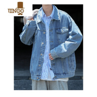 YANXU高街牛仔夹克男2023新款美式宽松装潮流百搭水洗休闲工装外套