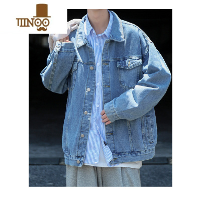 YANXU高街牛仔夹克男2023新款美式宽松装潮流百搭水洗休闲工装外套