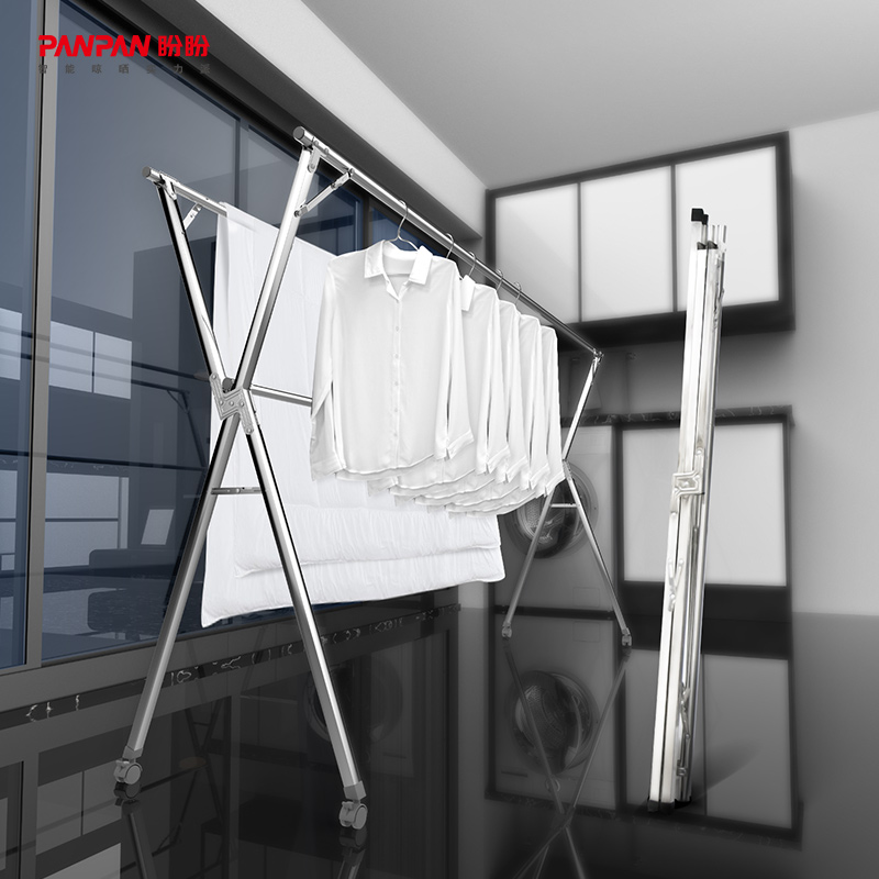盼盼晾衣架落地折叠室内晾衣杆 家用阳台双杆晒衣架不锈钢凉衣架升降晾衣架