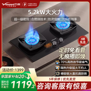 万和(Vanward)[超省星G9·定时无印面板]燃气双灶具5.2kW70%热效率烟灶家用定时关火煤气炉G9L56天然气