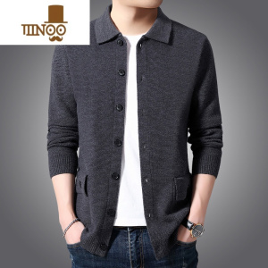 YANXU开衫男士毛衣外套中年毛衫休闲外搭针织山绒爸爸装外穿