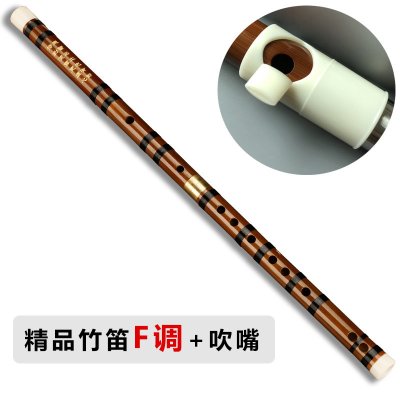 笛子助吹器吹嘴精品双节竹笛CDEFG调横笛子炎初学零基础送助吹神器精品竹笛F调+吹嘴