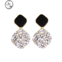 JiMi黑色菱形职场百搭S925银针耳钉气质高级感显脸瘦耳环2023年新款潮