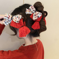 新年红撞色蝴蝶结抓夹大号女2024新高级感鲨鱼夹子发夹后脑勺头饰送女朋友老婆情人节七夕生日礼物