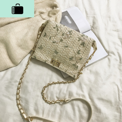 编小包包女2019新款洋气少女蕾丝链条斜挎包仙女百搭编织水桶包NEW LAKE女斜挎包