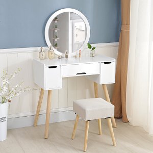 北欧梳妆台实木卧室小户型简约梳妆桌现代白色迷你经济型化妆台