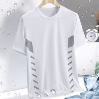 衫少服饰冰丝网眼短袖T恤男士韩版大码夏季薄款圆领运动印花上衣