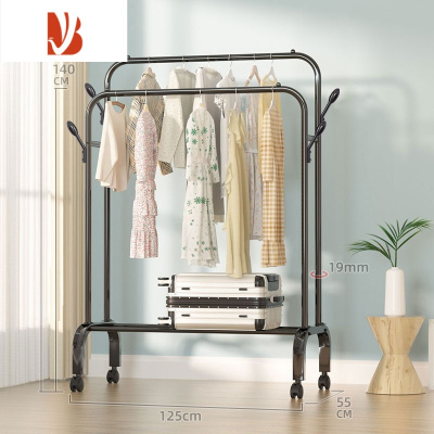 三维工匠加粗晾衣架落地折叠家用卧室晒衣服架子简易凉衣杆阳台挂衣置物架