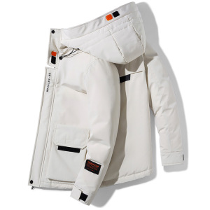 冬季男士工装羽绒服白鸭绒加厚保暖连帽韩版潮流羽绒情侣外套男装